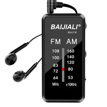 BAIJIALI Portable AM/FM Radio with Headphones - Pocket-Sized, Battery Operated for Emergency, Running, Camping, Elderly