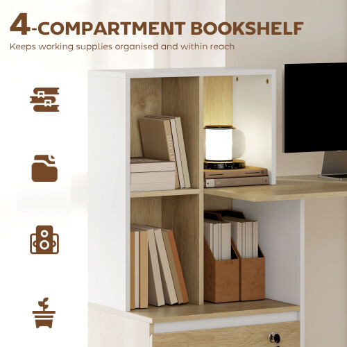 Homcom HOMCOM Computer Desk with Lockable File Drawers, Oak Wood Effect 2