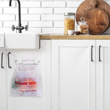 4 Pcs Stainless Steel Trash Bag Holder for Kitchen Cabinet Door and Cupboards with Wall Sticker Base Portable Bag Holder