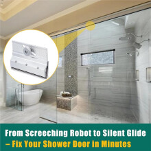 4 Pcs Frameless Shower Door Top Bracket Roller Assembly, 3/4" Bearing Wheel, Adjustable Aluminum with Glazing Vinyl
