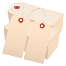 400 Pcs Wire Tags Blank Shipping Tags with Wire Manila Tags Label Hanging Tags with Reinforced Hole and Metal Wire