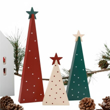 ChristmasDecorations-Three Sizes Wooden Tree Sign with Star-ChristmasDecorations for Home Shelf Mantel Fireplace