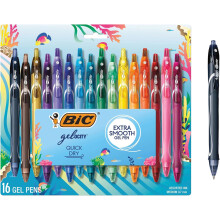 BIC Gelocity Quick Dry Ocean Themed Gel Pens, Medium Point (0.7 mm), Gel Pen Set for Students and Teachers, 16-Count Pack in Assorted Colors