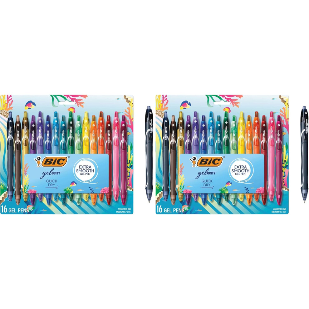 Photos - Notebook BIC Gelocity Quick Dry Ocean Themed Gel Pens, Medium Point , 16-Count Gel Pen Set, Colored-Gel Pens for Note Taking a (0.7mm)