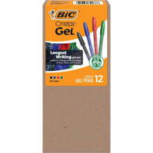 BIC Cristal Gel Pens Medium Point (0.7 mm) Ultra Smooth Long Lasting Writing, Assorted Color Gel Pens, 12-Count