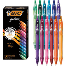 BIC Gelocity Quick Dry Assorted Colors Gel Pens, Medium Point (0.7 mm), School Supplies for Color-Coding Notes, 12-Count Pack in Assorted Colors