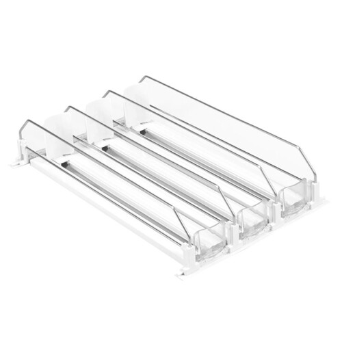 Canned Beverage Push Rack Drink Organizer Dispenser Spring Push Adjustable Width Storage Shelf E-Shaped 410mm 4 Rows B 1
