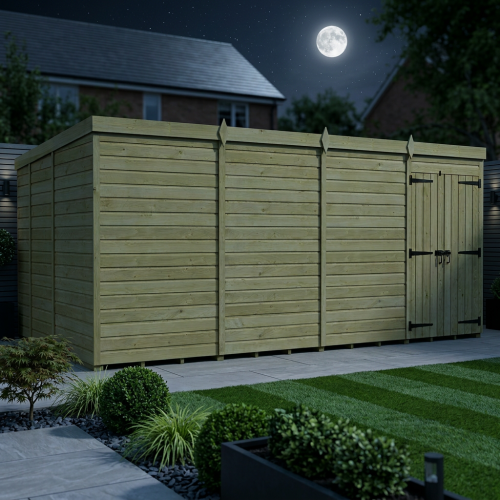 16 x 9 Pent Shed Tanalised (Double Door, No Windows) 2