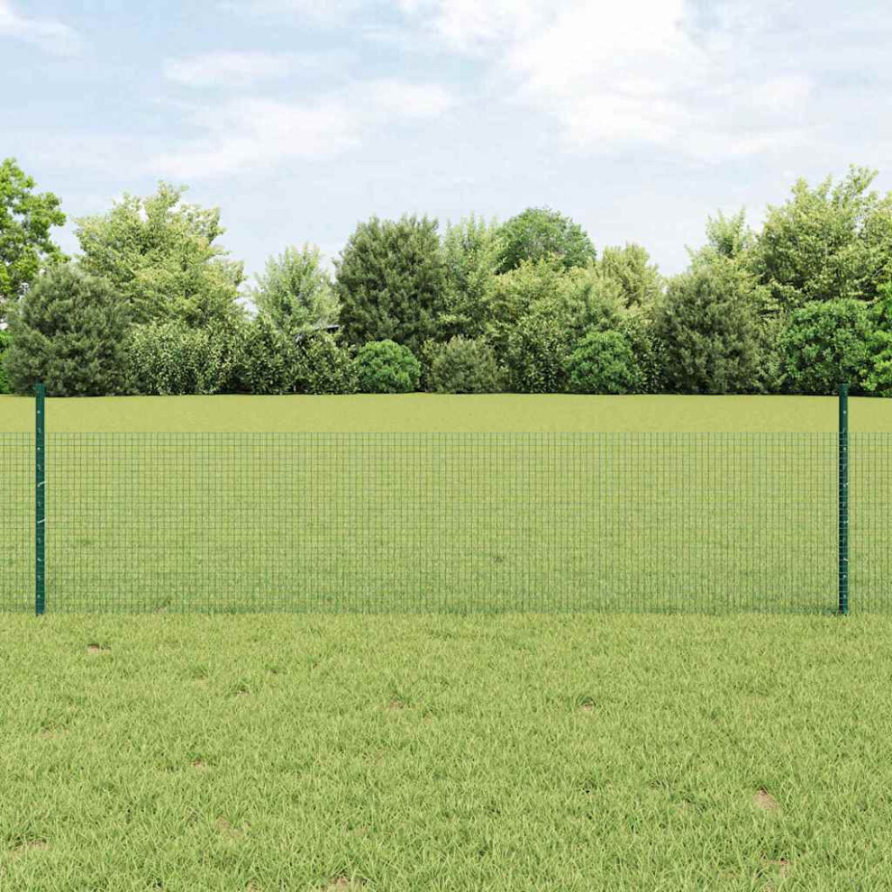 Vidaxl Welded Wire Fence With Post 50 X 0.5 M Pvc-Coated Steel Green