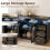 Homcom HOMCOM High Gloss Sideboard with LED Lights, Power Outlets, Drawers, Black 4