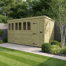 16 x 9 Pent Shed Tanalised (Single Door, With Windows)