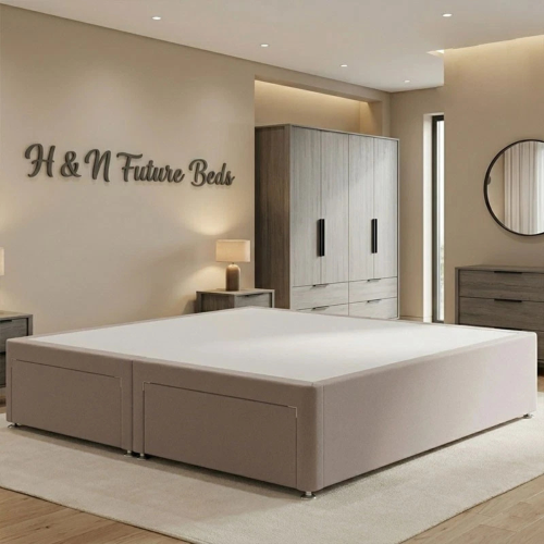 (Steel Plush, 4ft Small Double(2 Drawer Same Side)) New Plush Velvet Divan Bed Base Upholstered Drawer Storage 3FT 4FT 4FT6 5FT 6FT 1