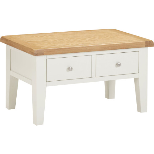 Seconique Windsor 2 Drawer Coffee Table - Ivory/Oak 1