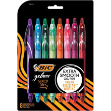 BIC Gelocity Quick Dry Assorted Colors Gel Pens, Medium Point (0.7 mm), School Supplies for Color-Coding Notes, 8-Count Pack in Assorted Colors