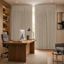 (Cream, 90" width x 90" depth (228cm x 228cm)) Plain Blackout Curtains Ringtop & Pencil Pleat Curtains Thermal Insulated Curtain Pair with 2 Tiebacks