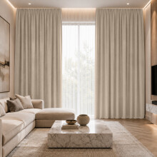 (Cream, 66" width x 72" depth (168cm x 183cm)) Plain Blackout Curtains Ringtop & Pencil Pleat Curtains Thermal Insulated Curtain Pair with 2 Tiebacks