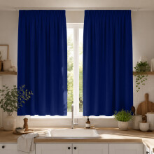 (Blue, 46" width x 54" depth (117cm x 137cm) ) Plain Blackout Curtains Ringtop & Pencil Pleat Curtains Thermal Insulated Curtain Pair with 2 Tiebacks