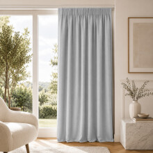 (Silver, 66" width x 84" depth (168cm x 213cm)_ Single Curtain) Plain Blackout Curtains Ringtop & Pencil Pleat Curtains Thermal Insulated Curtain Pair with 2 Tiebacks