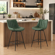 HOMCOM Swivel Bar Stools Set of 2, PU Leather Upholstery, Dark Green