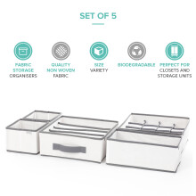 Wardrobe Fabric Boxes - Set of 5