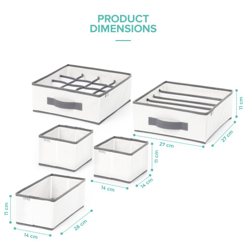 LIVIVO Wardrobe Fabric Boxes - Set of 5 2