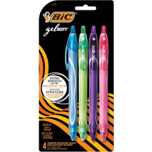 BIC Gel-ocity Quick Dry Fashion Retractable Gel Pens, Medium Point (0.7mm), 4-Count Gel Pen Set, Packaging May Vary