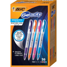 BIC Gel-ocity Smooth Stic Gel Pen, Fine Point (0.5mm), Assorted Colors, 36-Count, Vibrant and Smooth Gel Ink Pens