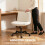 Homcom HOMCOM Desk Chair with Wide Seat, Thick Padding, Rock Function, Cream 8