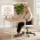Homcom HOMCOM Desk Chair with Wide Seat, Thick Padding, Rock Function, Cream 9