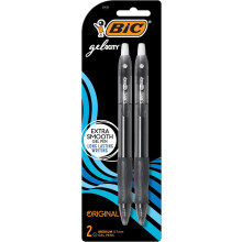 BIC Gelocity Original Black Gel Pens, Medium Point (0.7mm), 2-Count Pack, Retractable Gel Pens With Comfortable Grip