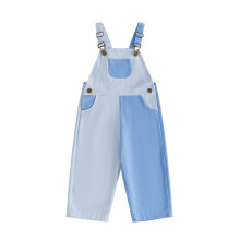 (5-6 Years, Blue) Toddler Bib Overalls Contrast Color Sleeveless Square Neck Suspender Romper