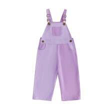(3-4 Years, Purple) Toddler Bib Overalls Contrast Color Sleeveless Square Neck Suspender Romper