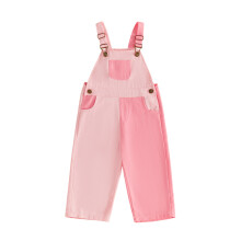 (3-4 Years, Pink) Toddler Bib Overalls Contrast Color Sleeveless Square Neck Suspender Romper