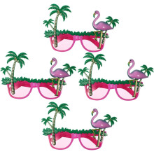 4 db-os trópusi flamingó szemüveg, mókás hawaii kókuszfa mintás szemüveg