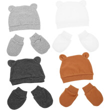 4 db-os magzati sapka, kesztyű, puha pamut, újszülött sapka, medvefülekkel, unisex sapkák