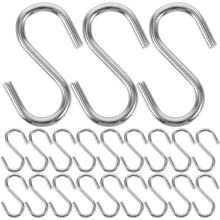 50 db-os díszes mini S alakú akasztó, kis fém, vas, S alakú, sima, galvanizált, polírozott felülettel