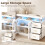 Homcom HOMCOM High Gloss Sideboard with LED Lights, Power Outlets, Drawers, White 4