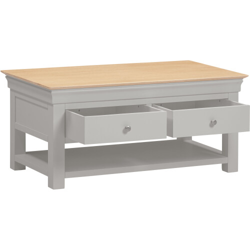 Seconique Bordeaux 2 Drawer Coffee Table - Pebble Grey/Oak 2