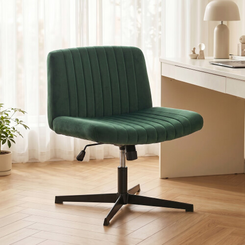 Homcom HOMCOM Desk Chair with Wide Seat, Thick Padding, Rock Function, Green 1