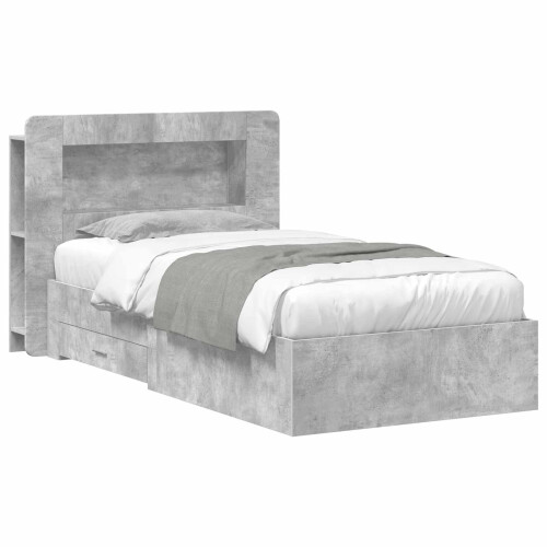 VidaXL vidaXL Bed Frame with Storage with Headboard Concrete Grey 80 x 200 cm 1