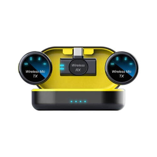 Microfono Lavalier Wireless con Clip Magnetica, Type-C, Sistema a Doppio Microfono per Live Streaming 1