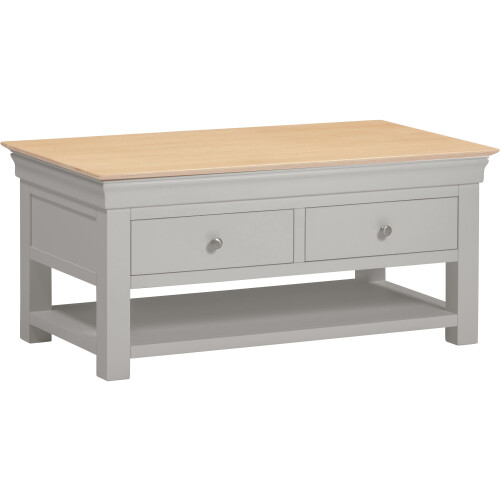Seconique Bordeaux 2 Drawer Coffee Table - Ivory/Oak 1