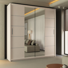 (White, 120cm) MN FURNITURE Dubna Modern Sliding Door Wardrobe with Mirror