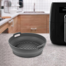 Silikonmatte for airfryer, gjenbrukbar bakeinnlegg for airfryer og ovn, 8 tommers rundt silikoninnlegg