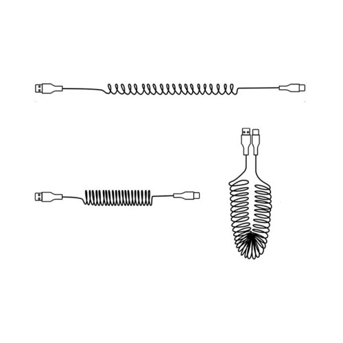1.5M USB Type-C to Type-C Spring Coiled Cable - 5A Fast Charging, Compatible with Huawei, Apple, Android 1