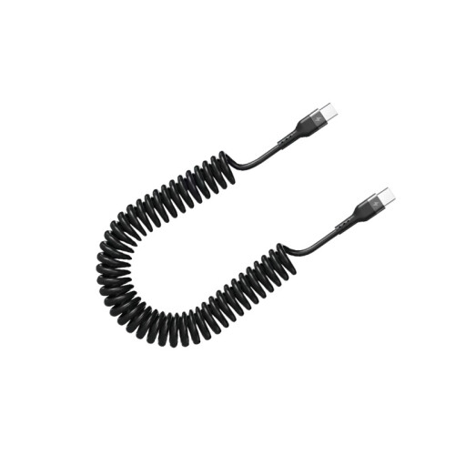 1.5M USB Type-C to Type-C Spring Coiled Cable - 5A Fast Charging, Compatible with Huawei, Apple, Android 2