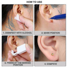 (gold round) 4 Pack Self Ear Piercing Gun Disposable Self Ear Piercing Gun Kit With Earring Studs Safety Ear Piercing Gun Kit Tool Z_sys1