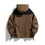 (XL, Dark Green) Men Two Tone Drawstring Hem Hooded Jacket 2