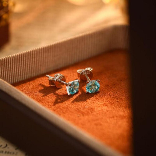 Blaue Zirkonohrringe, super blinkender Ohrschmuck 1