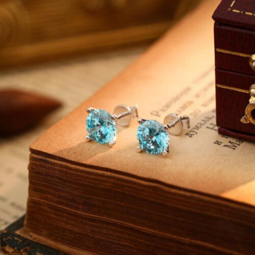 Blaue Zirkonohrringe, super blinkender Ohrschmuck 2